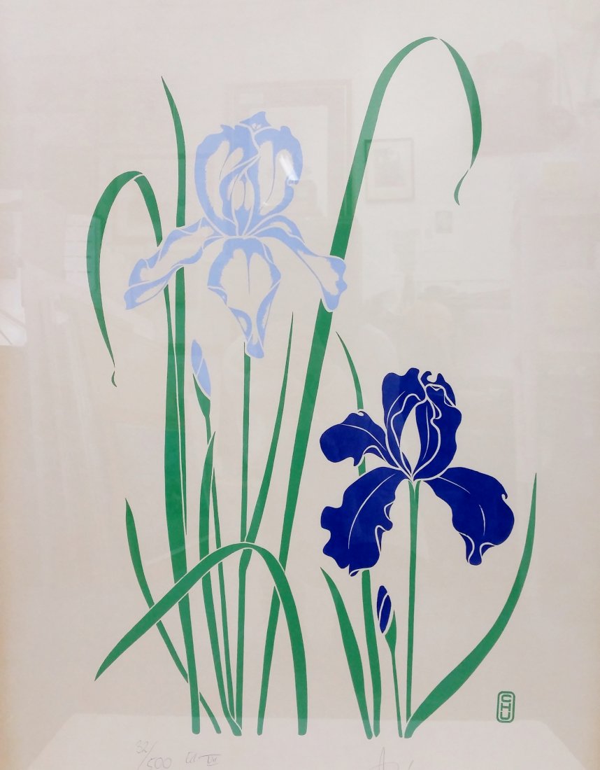 1 of 2 P. Chu Iris Flower Lithograph Print Lmtd Ed (1 of 7)