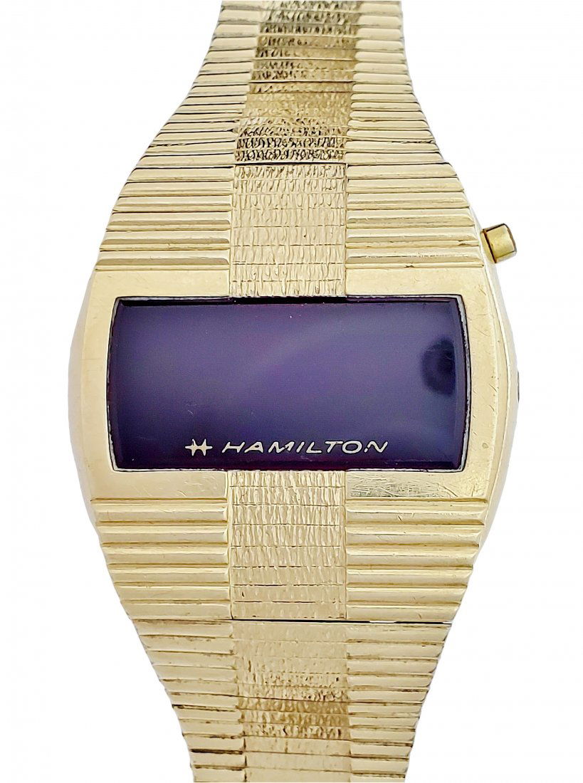 Hamilton Digital LED Gold Plated Watch Enamel Case+Box (1 of 12)