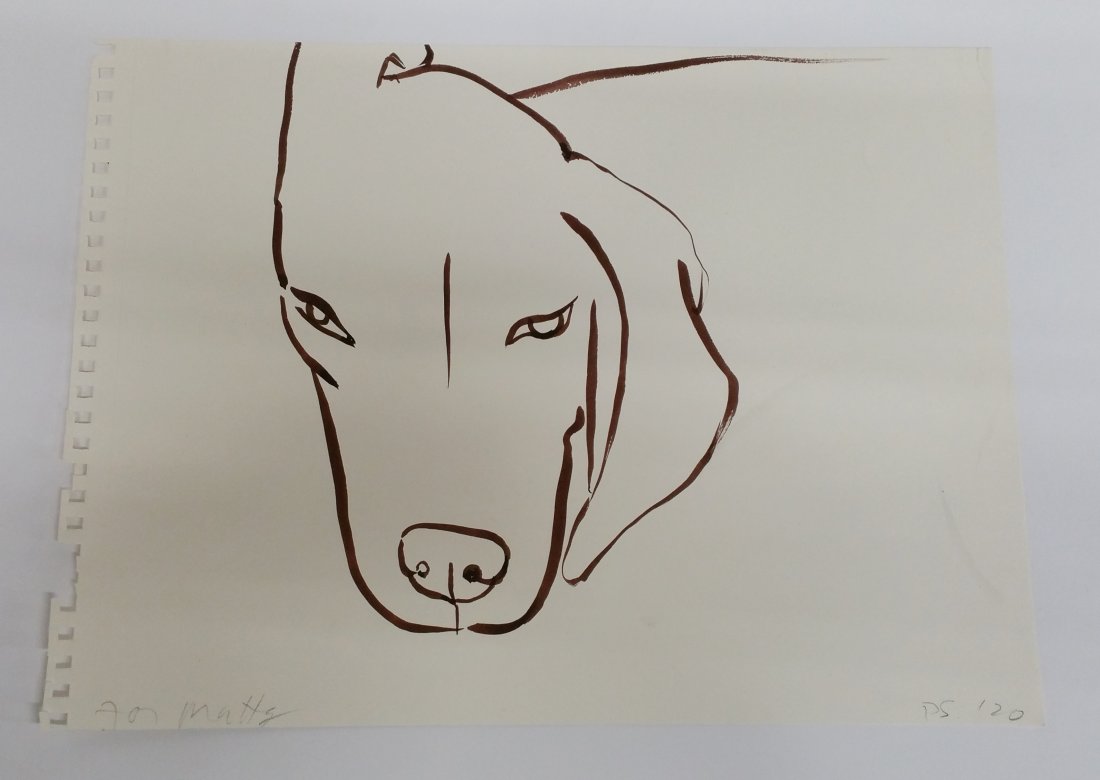 Orig David Salle Artist Dog Dagmar Portrait Watercolor: Title: Orig David Salle Artist Dog Dagmar Portrait Watercolor Described By: Nikki HFA VX NATT Description: Nice original David Salle artist dog watercolor portrait titled Dagmar. Piece is brown waterc