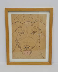 Original Richmond Burton Artist Dog Jeff Portrait: Title: Original Richmond Burton Artist Dog Jeff Portrait Drawing Described By: Nikki HFA VX NYLI Description: Fun original Richmond Burton artists dog Jeff portrait drawing. This piece is colored