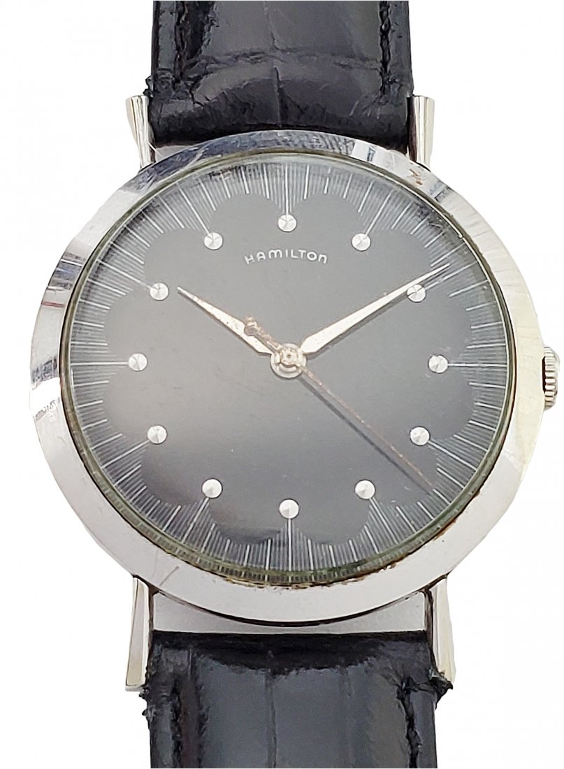 Unusual Hamilton 735 185 Mechanical Black Dial Watch: Title: Unusual Hamilton 735 185 Mechanical Black Dial Wrist Watch Circa 1960 Description: Up for auction is a really cool and unusual Hamilton 735 wrist watch. The watch is currently running and keepi