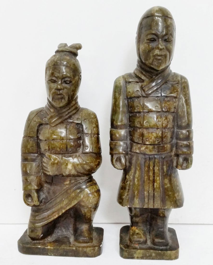 Pair Old Chinese Qing Republic Warrior Statue (1 of 5)