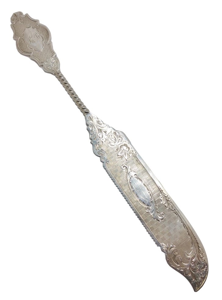 Lg Long Damour Coin Silver Cake Knife 1860s Baltimore (1 of 10)