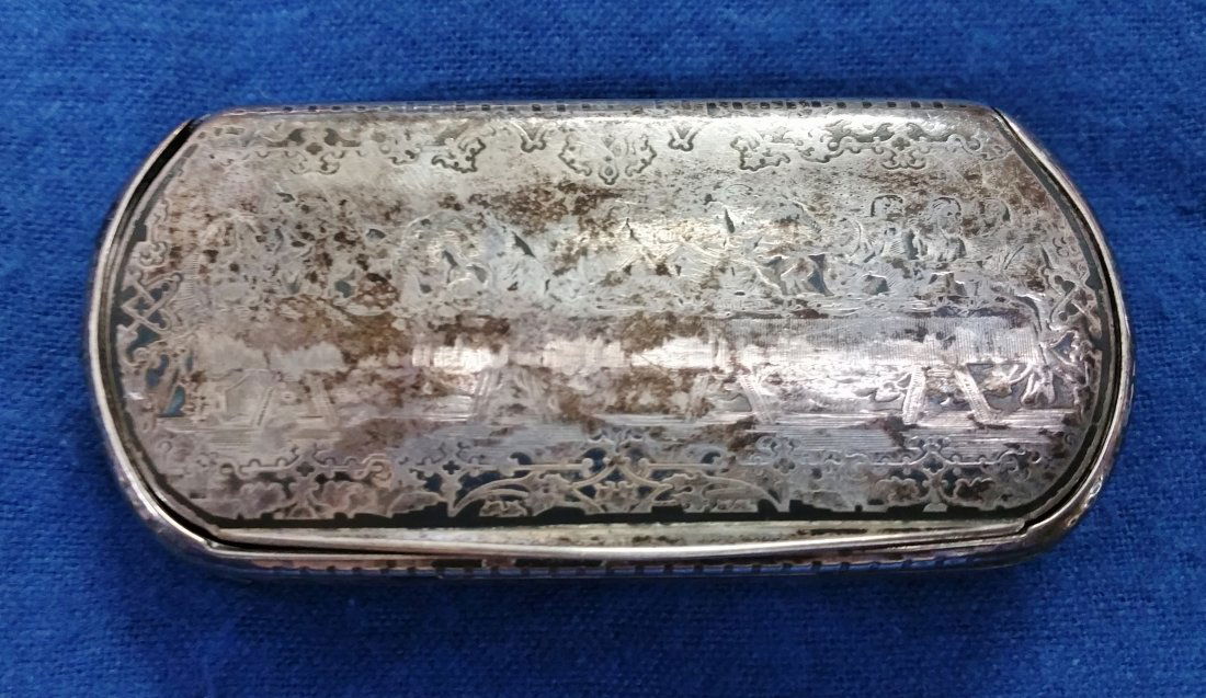 Niello Enamel Antique Sterling Silver Snuff Box (1 of 5)
