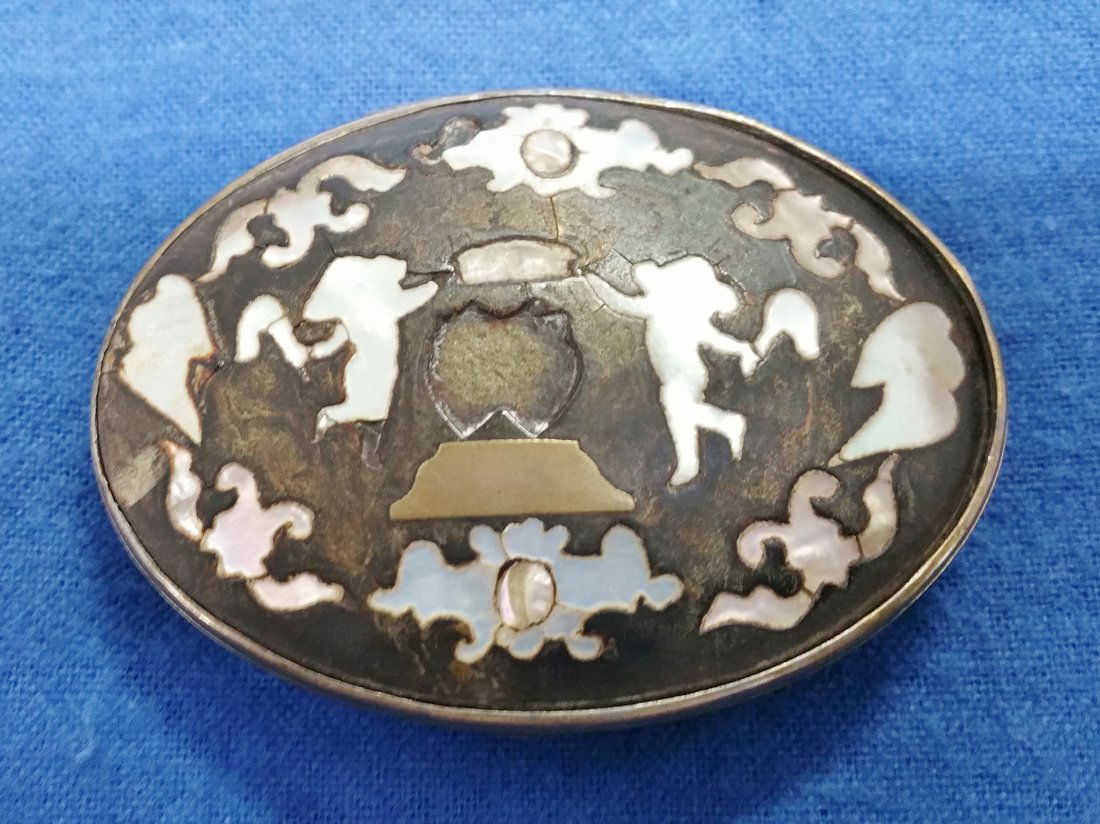 Art Nouveau Dancing Figure Snuff Box MOP Inlay (1 of 5)