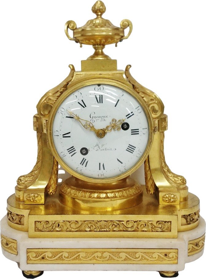 French Antique Gilt Bronze Marble Mantel Clock (1 of 11)