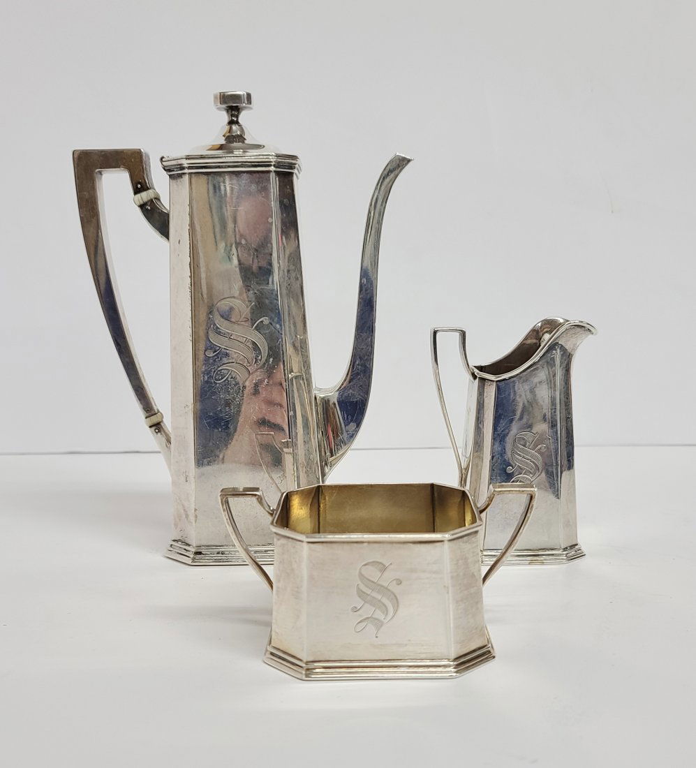 Art Deco 1915 Sterling Silver Gorham 3pc Chocolate Set (1 of 14)
