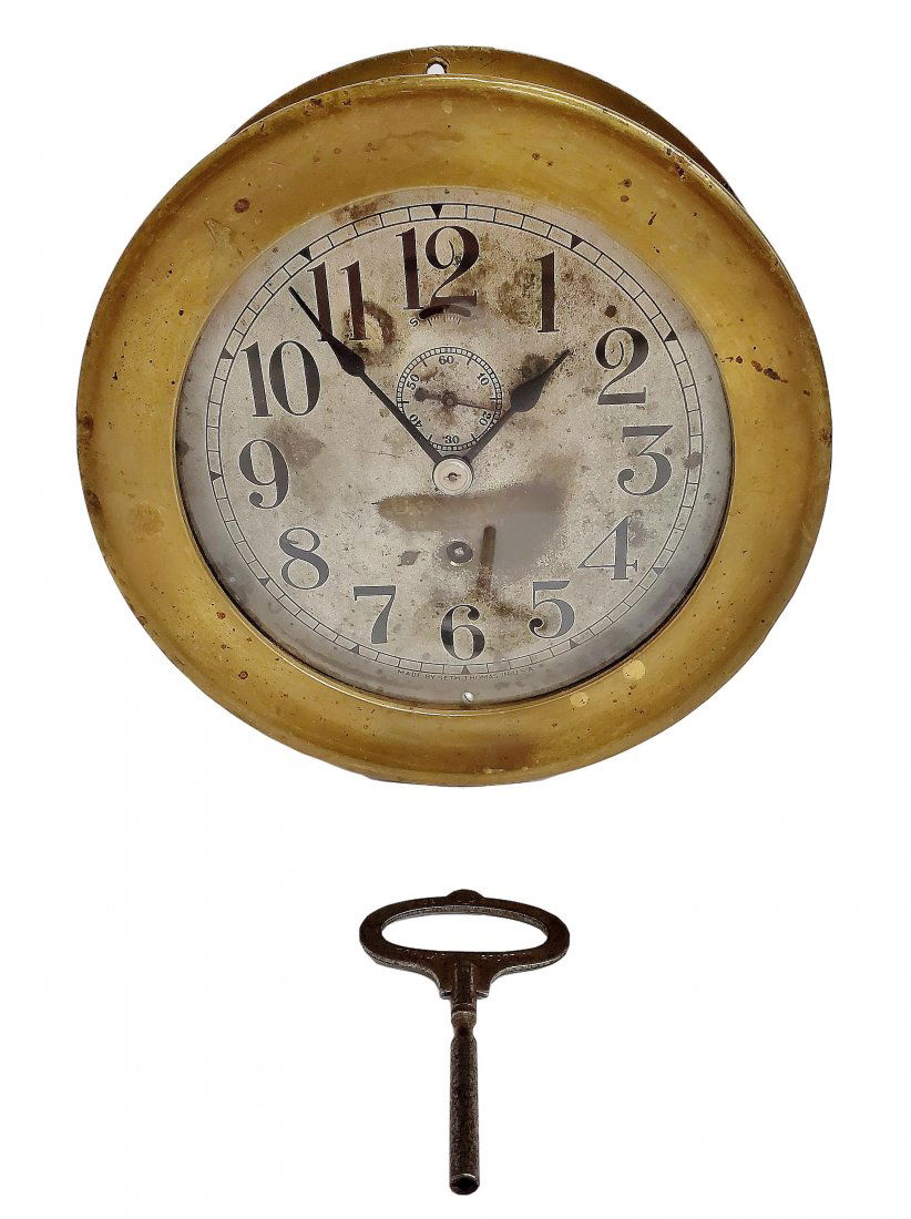 Vintage Seth Thomas U.S. Navy Ships Clock Key Wind Barnebys