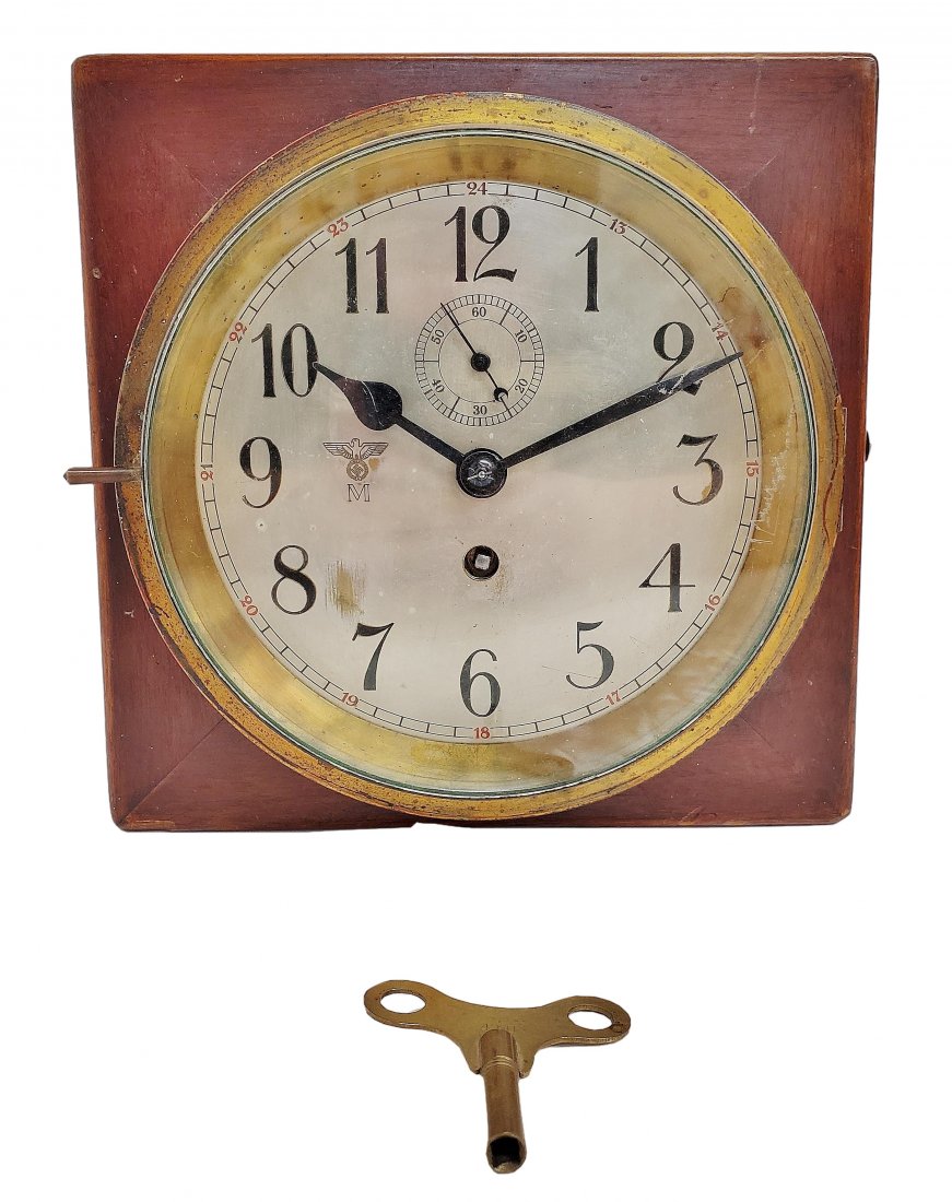 Tietz & Kiel WWII German Kriegsmarine 8 Day Movt. Clock: Title: Tietz & Kiel WWII German Kriegsmarine 8 Day Movement Box Clock Description: Up for auction is a Tietz & Kiel Kreigsmarine German Navy WWII ships clock. The clock is currently running but we do 