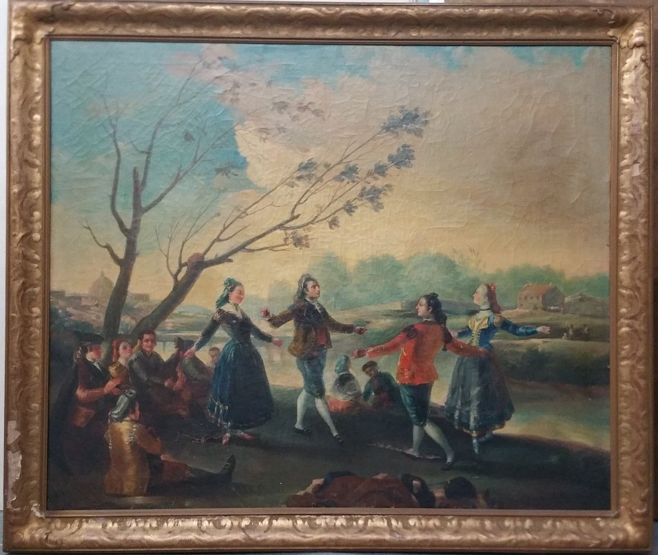 Antique After Goya Spanish Landscape Large Oil Painting (1 of 9)