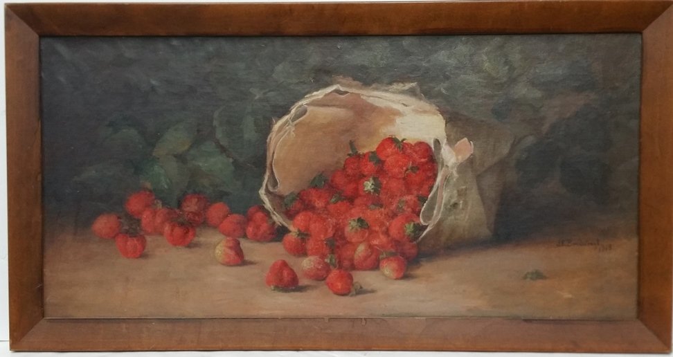 Josephine E. Bradstreet Strawberries Still Life Oil (1 of 10)