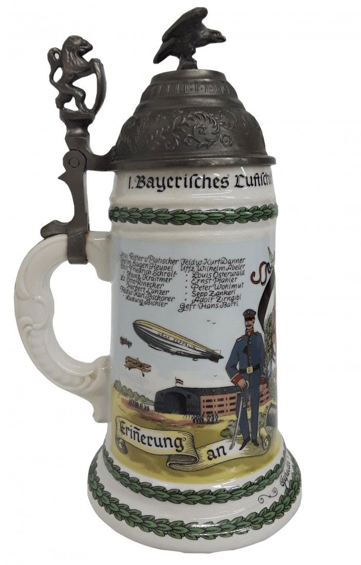 German 1910 Airforce Porcelain Beer Stein Lithophane (1 of 13)