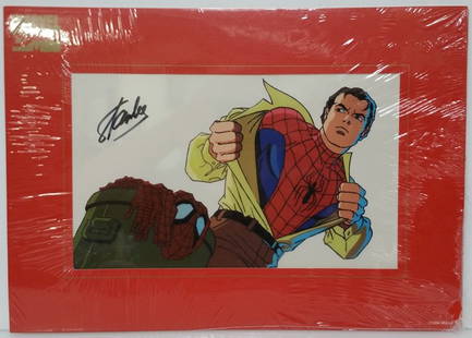 1990s Spider-Man Series Stan Lee Signed Print: Title:1990s Spider-Man Series Stan Lee Signed Print Description: 1990s Spider-Man Animated Series Stan Lee Signed Marvel Comics Peter Parker Print with Certificate of Authenticity. The signature has b