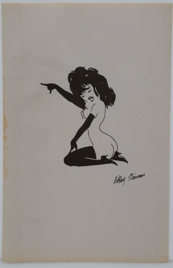 Leroy Neiman Playboy Pin Up Femlin Ink Drawing Signed (1 of 5)