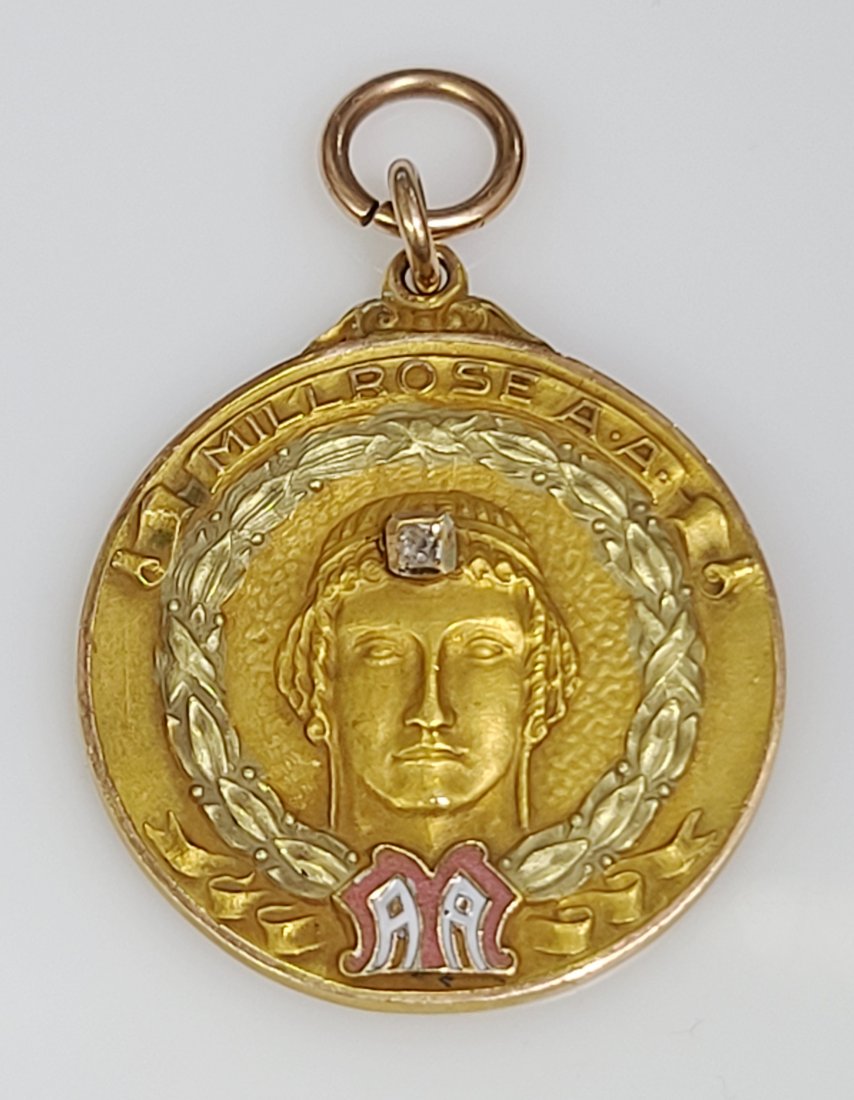 Army Navy Relay Art Nouveau Diamond Gold Athletic Medal (1 of 6)