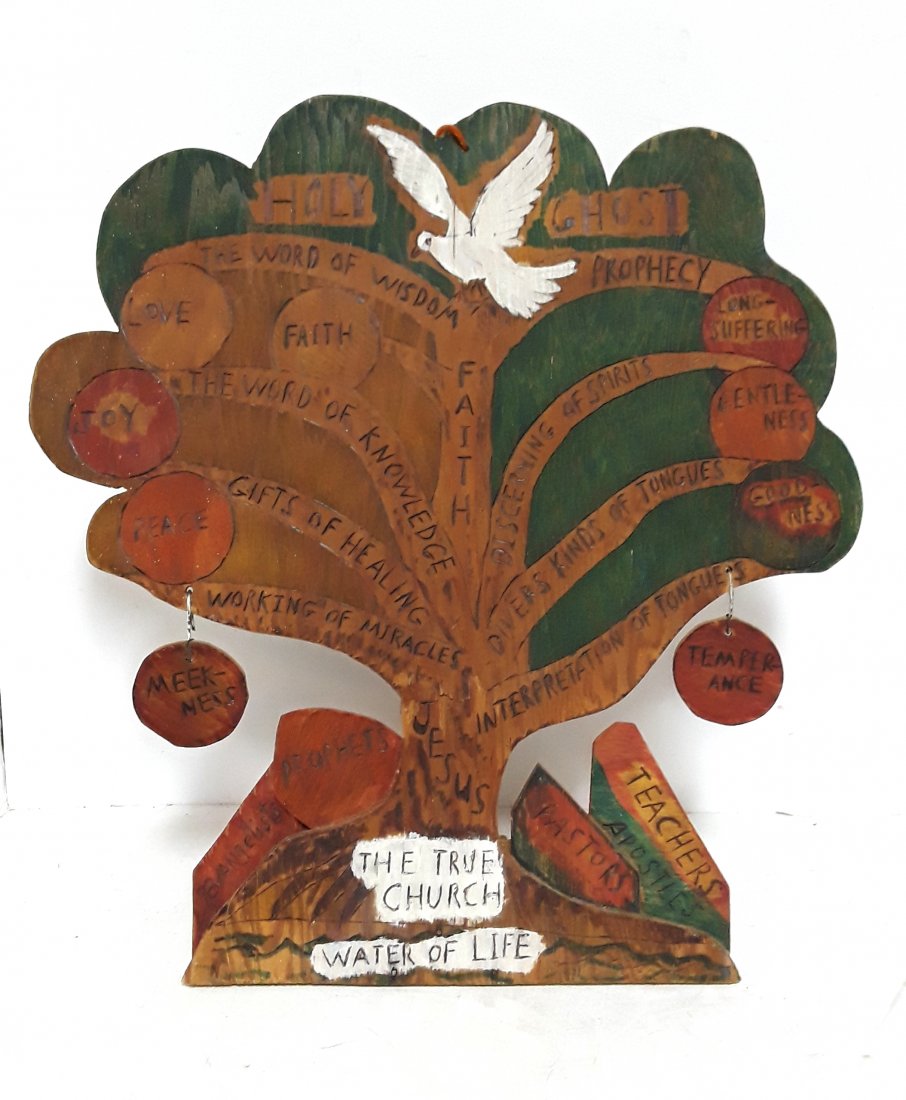 Outsider Art Religious Sculpture Signed Carved Painted (1 of 8)