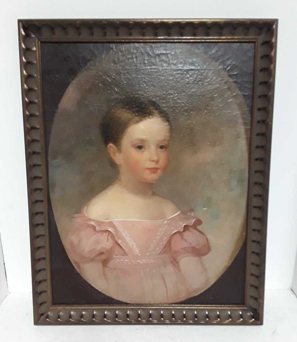 Manner Of Thomas Sully 19th Century Child Portrait: Title: Manner Of Thomas Sully 19th Century Child Portrait Described By: Rachel CNX 1208 5006 Description: A darling young female child whose pink dress brings out her rosy cheeks. Here are the specifi