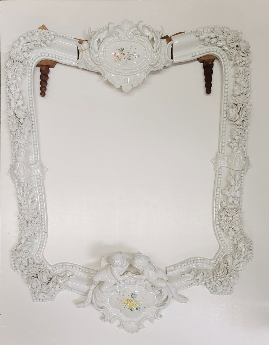 Large Antique Meissen German Porcelain Mirror Frame (1 of 7)