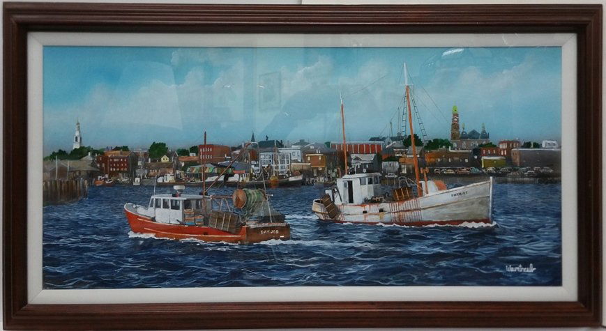 Vintage Herbert Weintraub Harbor Boats Painting (1 of 8)