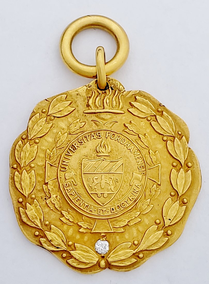 Fordham University New York 1915 18k Gold Diamond Medal (1 of 5)