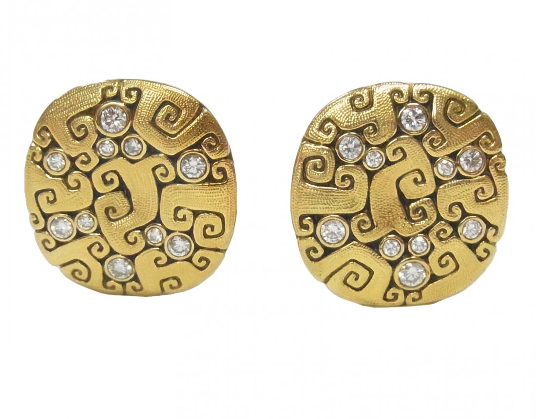 Designer Alex Sepkus 18k Gold Fine Diamond Earrings (1 of 12)