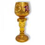 Moser Type Rosette Stem Enamel Panel Goblet Art Glass