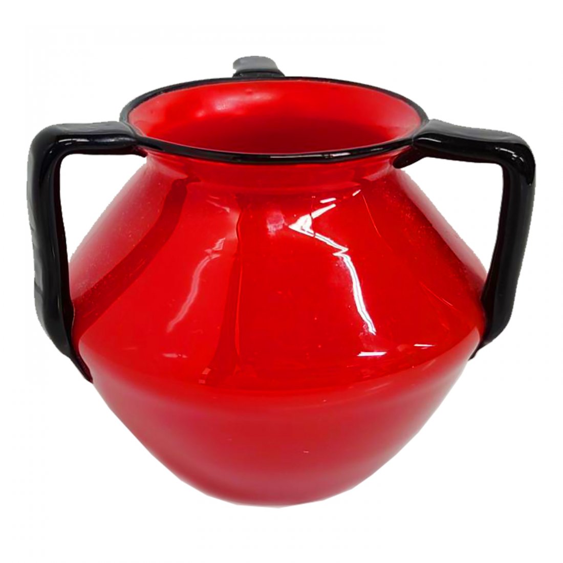 Loetz Type Tango Red Black Art Deco Vase Art Glass (1 of 7)