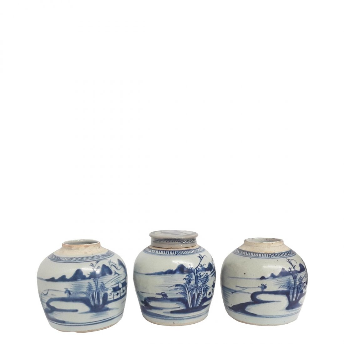 Set Of 3 Antique Chinese Qing Scenic Ginger Jars (1 of 14)