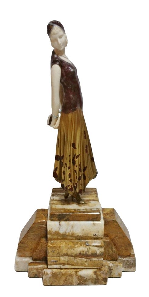 Bronze Art Deco Chiparus Book Lady Statue Sculpture (1 of 11)