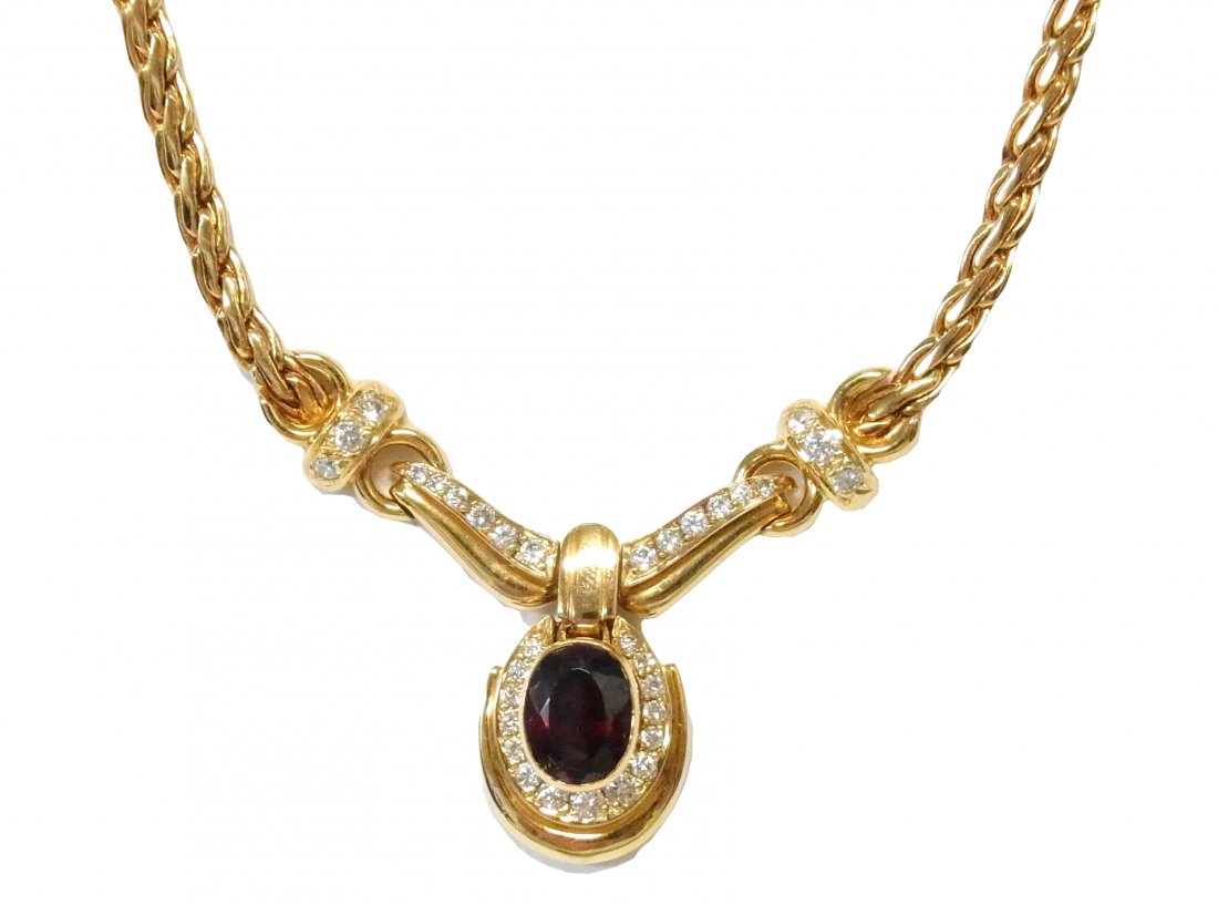 14k Gold Garnet Diamond Convertible Necklace w/Pendants (1 of 17)