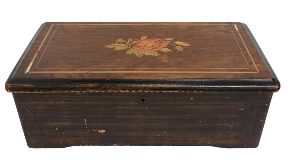 Antique Victorian Music Box Floral Marquetry (1 of 13)