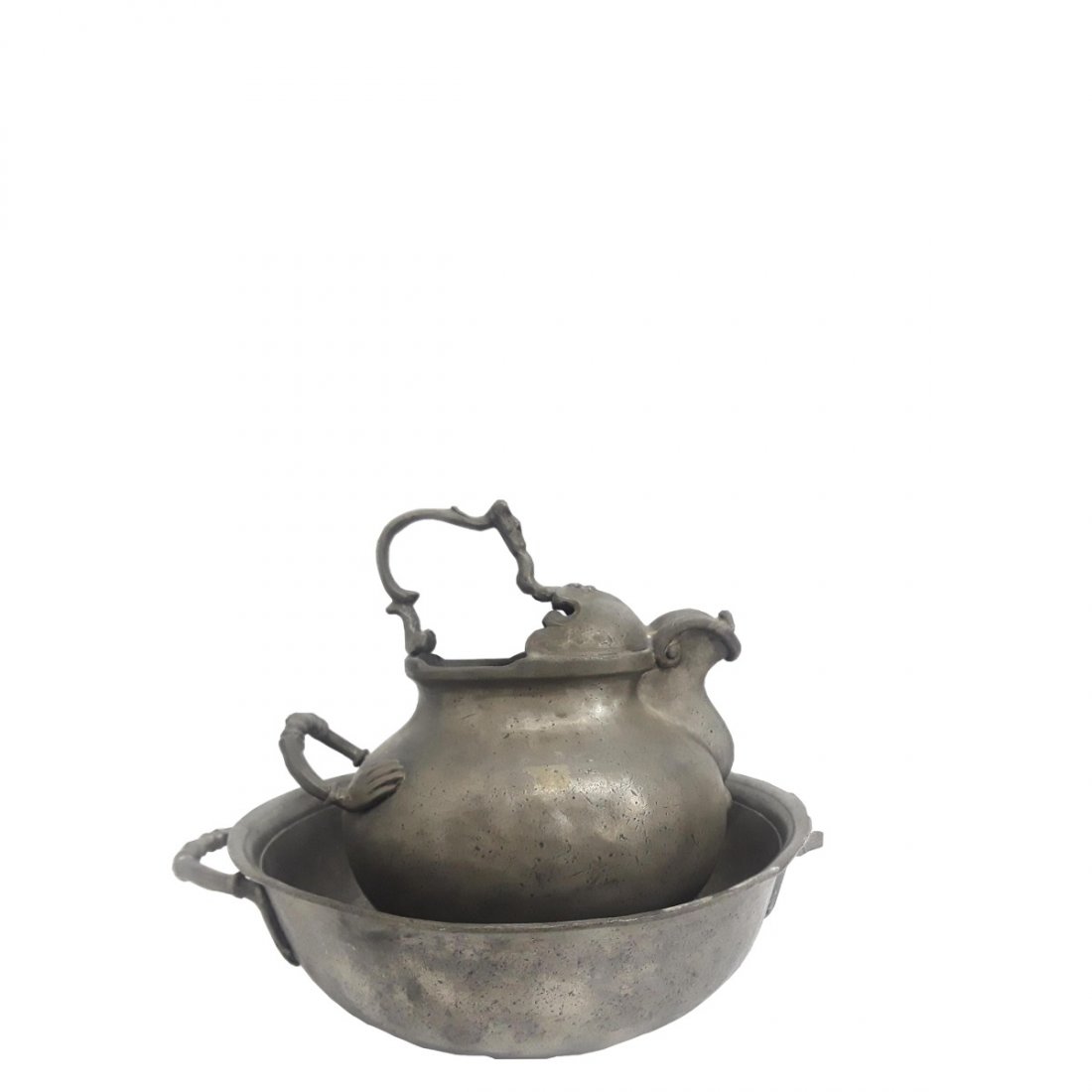 Antique 1791 Matching Pewter Handled Pitcher And Bowl (1 of 13)