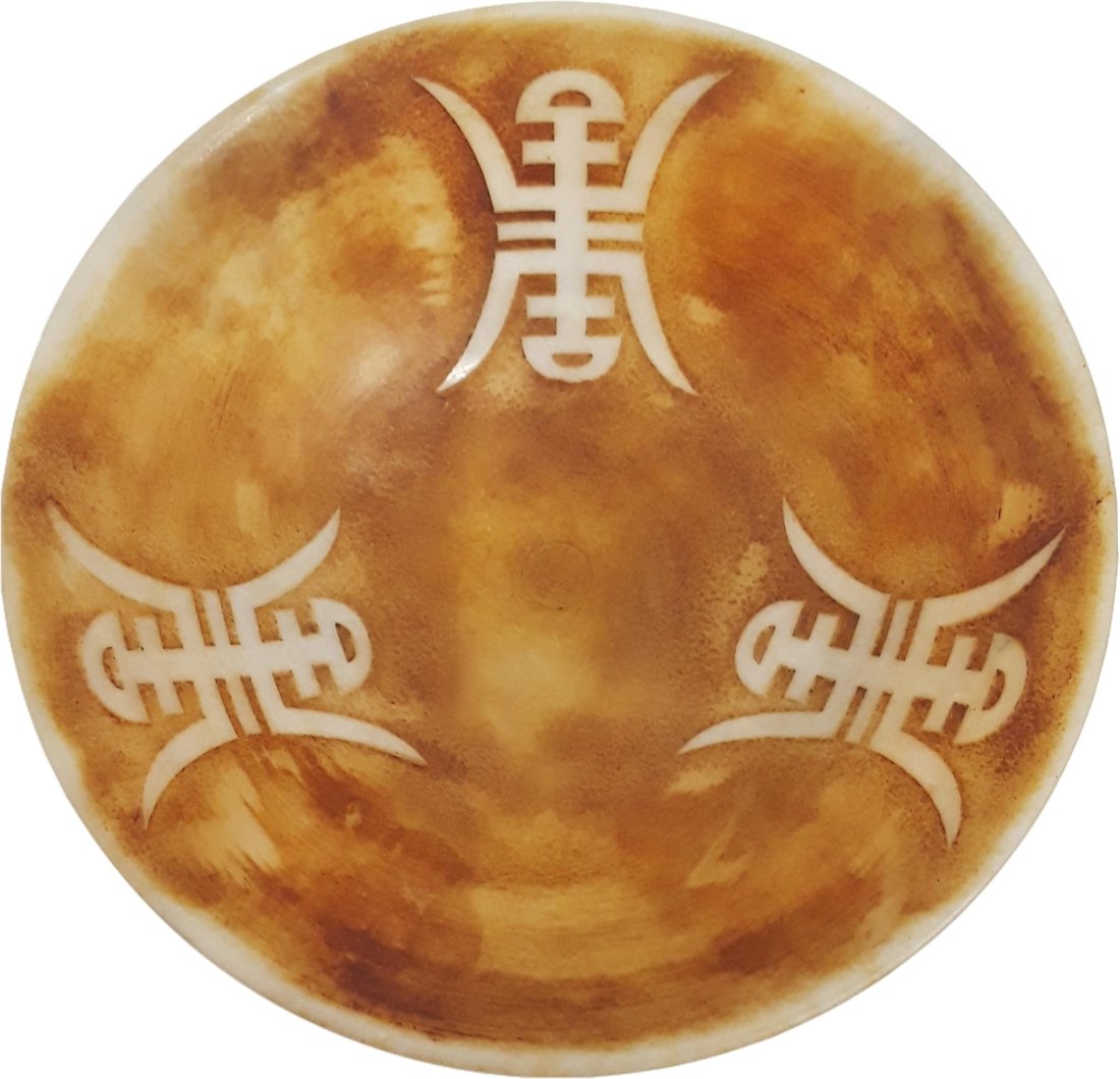 Antique Asian Chinese Pottery Character Glazed Bowl (1 of 4)