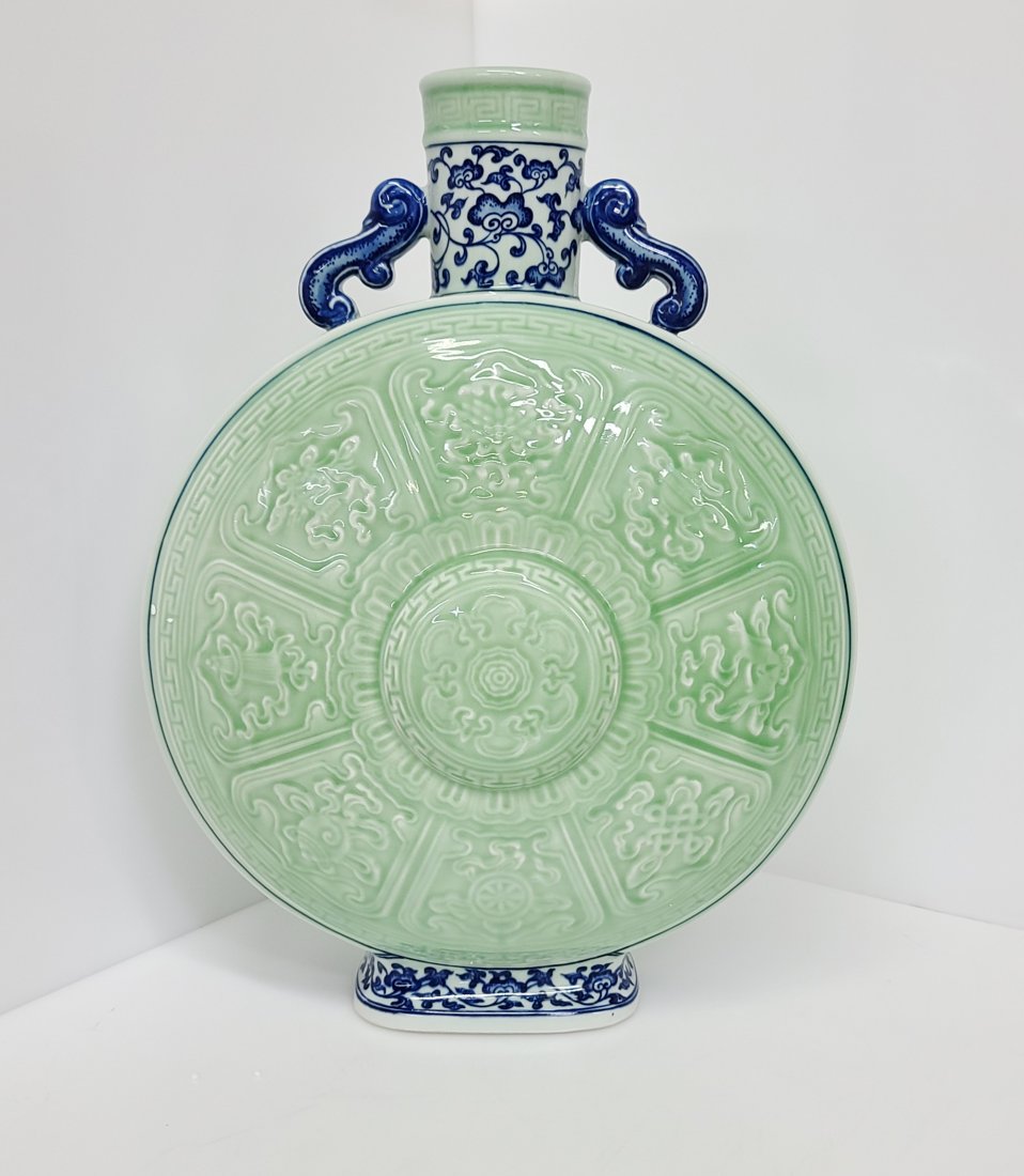 Monumental Celadon Chinese Republic Signed Vase (1 of 10)
