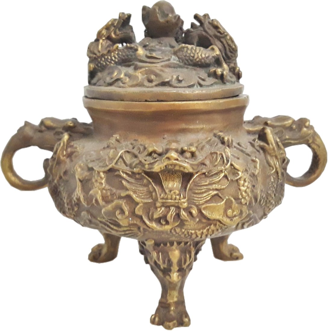 Chinese Archaic Style Miniature Bronze Dragon Censer (1 of 7)
