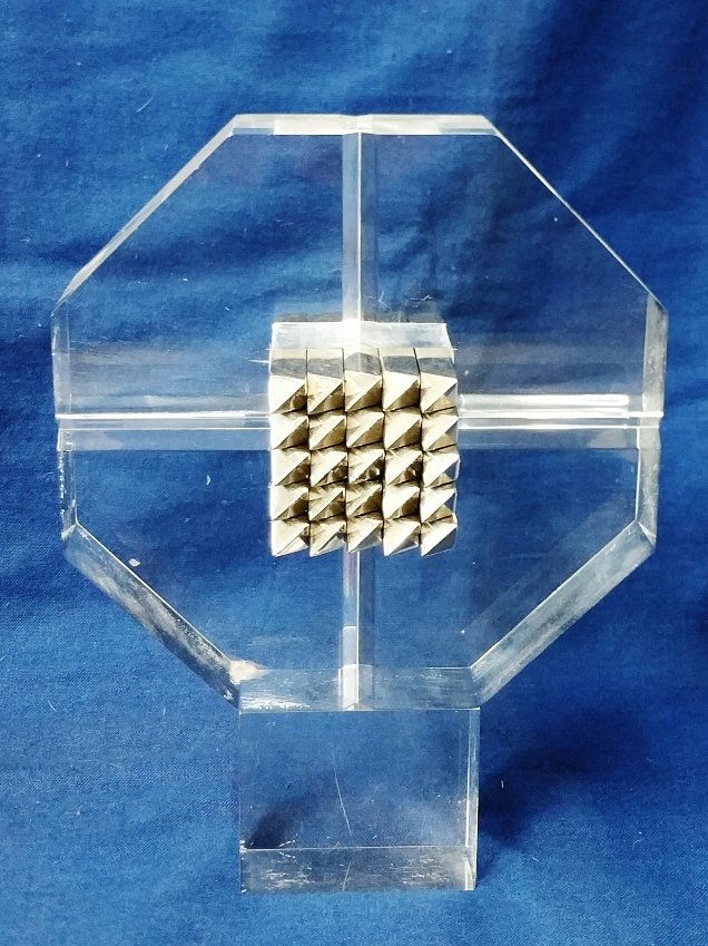 Mid Century Modern Brutalist Lucite Sculpture with Metal Rods Limited Edition (1 of 12)