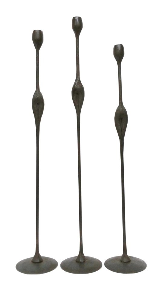 3 Abstract Female Form Bronze Candlestick Holders (1 of 8)