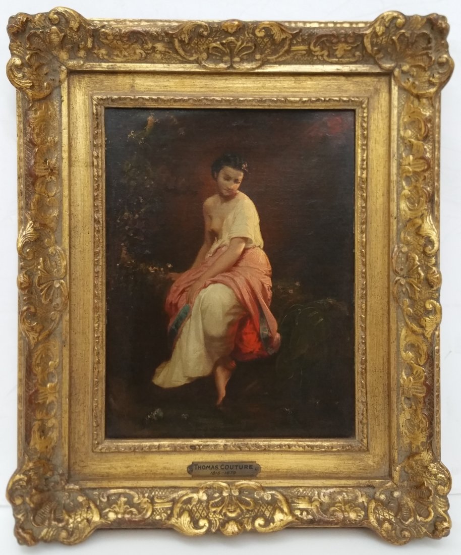 Fine Thomas Couture Female Nude Sothebys Christies Oil: Title: Fine Thomas Couture Female Nude Sothebys Christies Oil Painting Description:Fine Thomas Couture Female Nude Sothebys Christies Oil Painting. Original painting Youth by or attributed to Thomas C