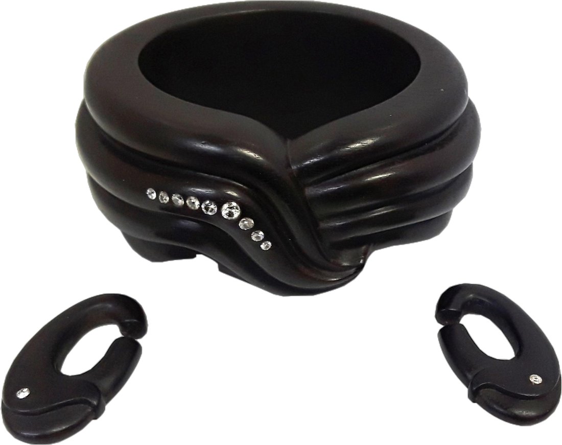 Amazing Ebony Diamond Bracelet Earring Hanger Suite Set (1 of 9)