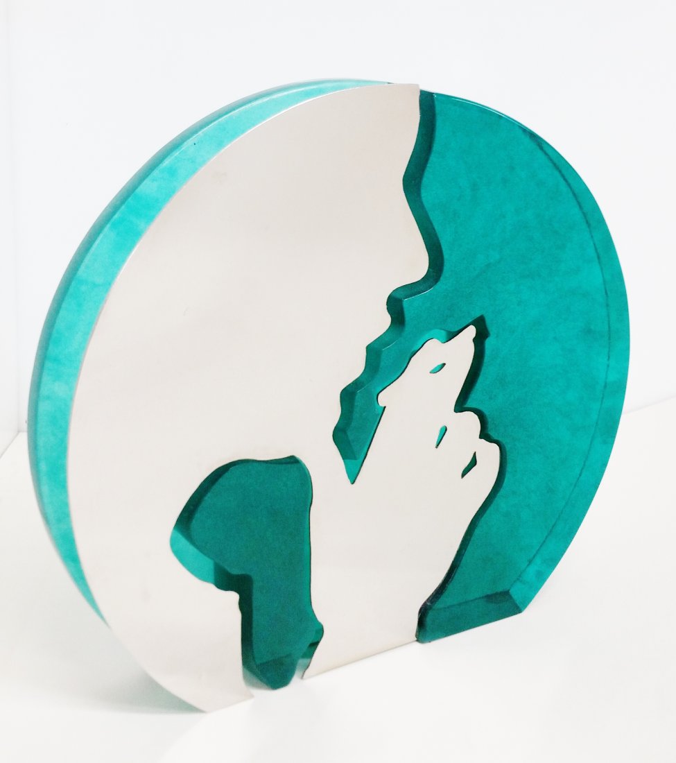 Daum France Lourdes Castro Art Glass Deco Sculpture: Title: Daum France Lourdes Castro Art Glass Deco Sculpture Description:Daum France Lourdes Castro Art Glass Art Deco Revival Sculpture 1974. The rear surface of the glass has a frosted patina reminsce