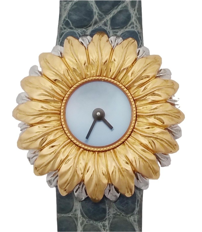 18k White Yellow Gold Gianmari Buccellati Anthachron Flower Ladies Wrist Watch: Title:18k White Yellow Gold Gianmari Buccellati Anthachron Flower Ladies Wrist Watch Description: 18k White Yellow Gold Gianmari Buccellati Anthachron Flower Ladies Wrist Watch Case Width or Diameter: