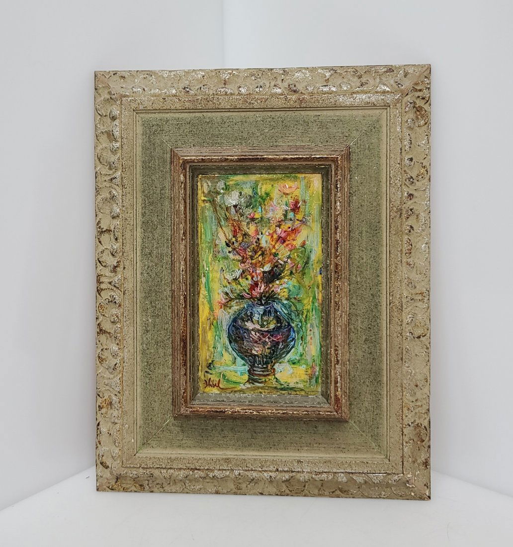Edna Hibel Small Oil Painting Flowers In A Vase Still Life Impasto (1 of 5)