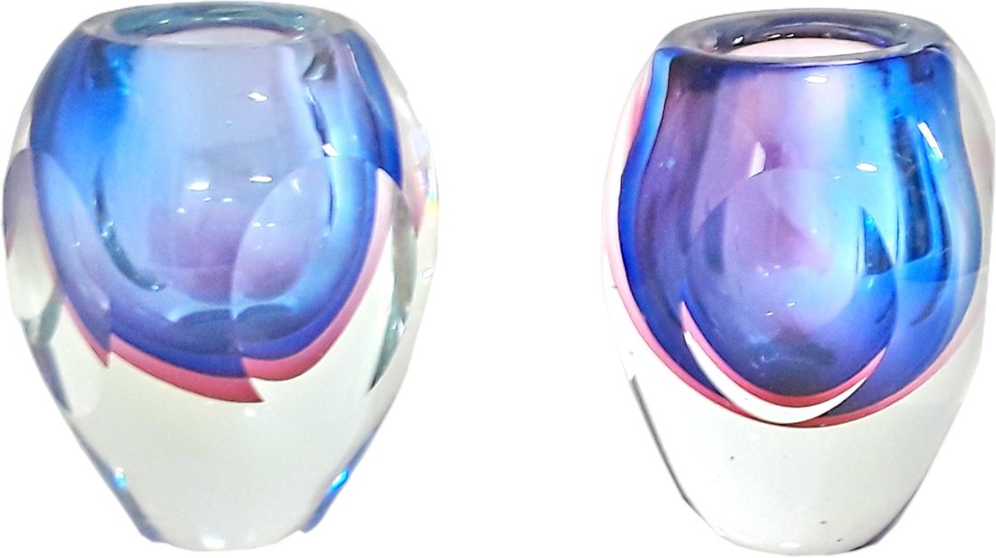 Pair Of Contemporary Studio Paper Weight Murano Italian style Glass Vases (1 of 6)