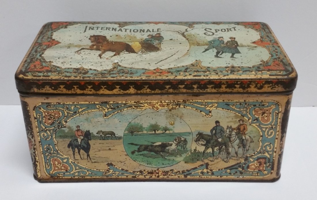 Antique Bekkers & Zoon Holland Sports Vignette Tin Box: Title:Antique Bekkers & Zoon Holland Sports Vignette Tin Box Description: Antique Bekkers & Zoon Holland Sports Vignette Tin Box Approx. Size:8.25 X 4.5 inches, 4.125 inches tall Condition:Displays