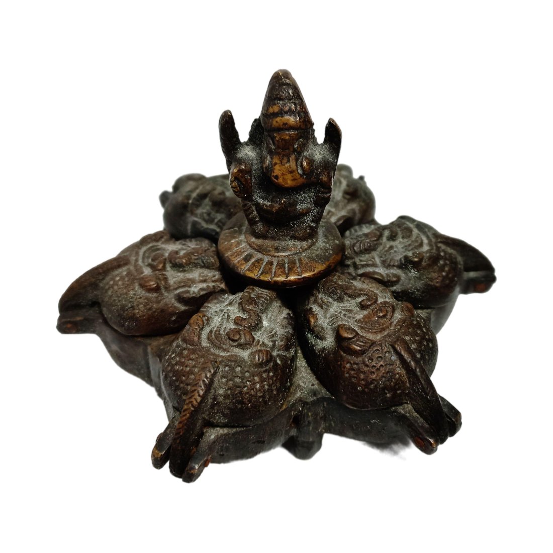 Chinese Tibetan Southeast Asian Archaic Style Antique Cast Bronze Indian Spice Box Container (1 of 8)