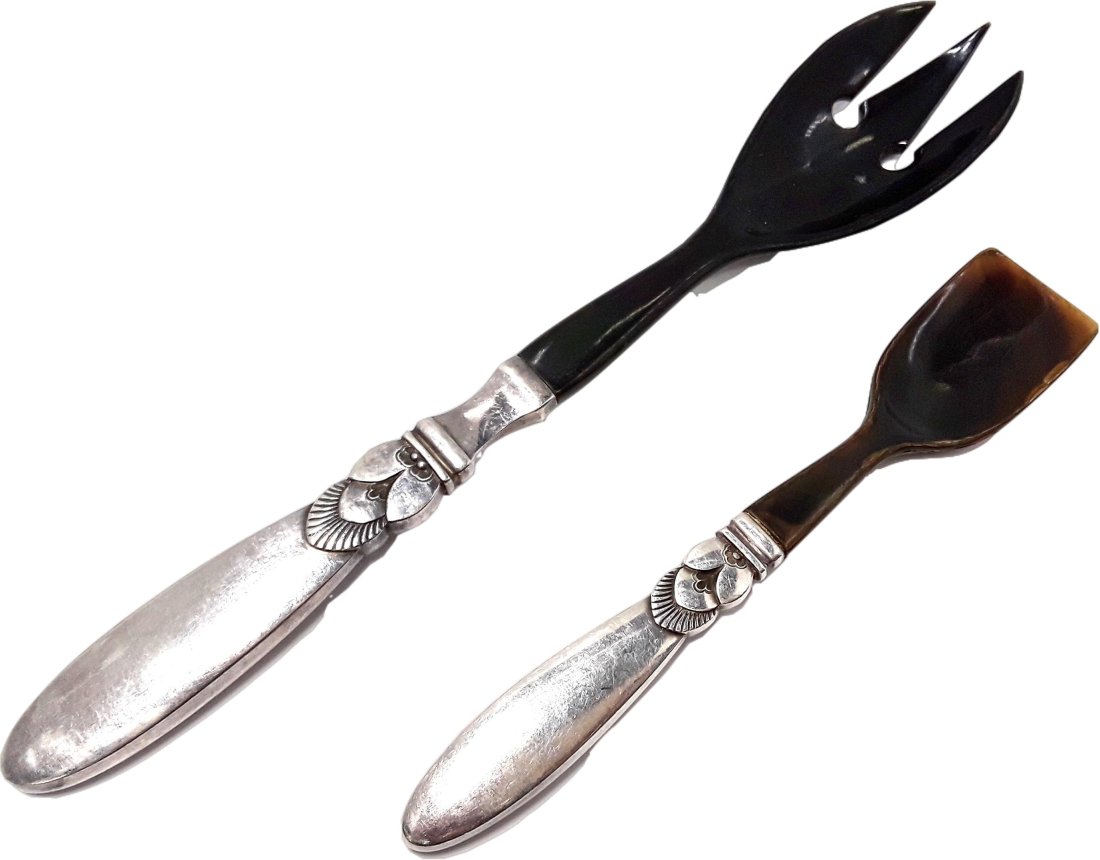 Georg Jensen Cactus  Horn Caviar Sterling Silver Spoons (1 of 8)