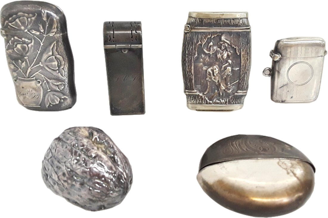 Mixed Lot Of British And American Tiffany Sterling Silver Box Match Safe Lot (1 of 15)