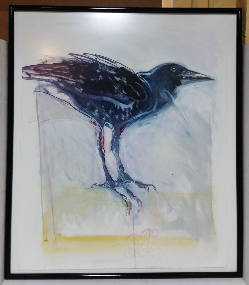 Craig Rubadoux Original Mixed Media Painting Raven Crow: Title: Craig Rubadoux Original Mixed Media Painting Raven Crow Description:Craig Rubadoux Original Mixed Media Painting Raven Crow. Estate of a prominent Ybor City Tampa, Florida cigar manufacturer wh