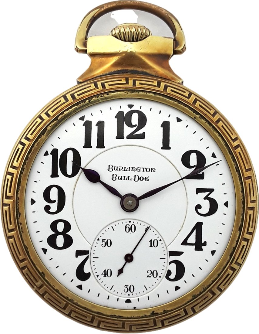 21J Illinois Burlington Bulldog Signed Dial And Case 14K GF Pocket Watch (1 of 7)