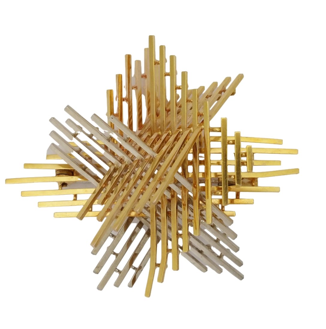 Gubelin 18k White Yellow Gold Modernist Brooch Pin (1 of 9)